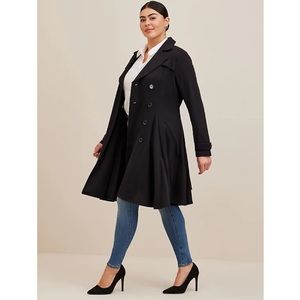 NWT Torrid Brushed Ponte Double Breasted Long Sleeve Swing Trench Coat